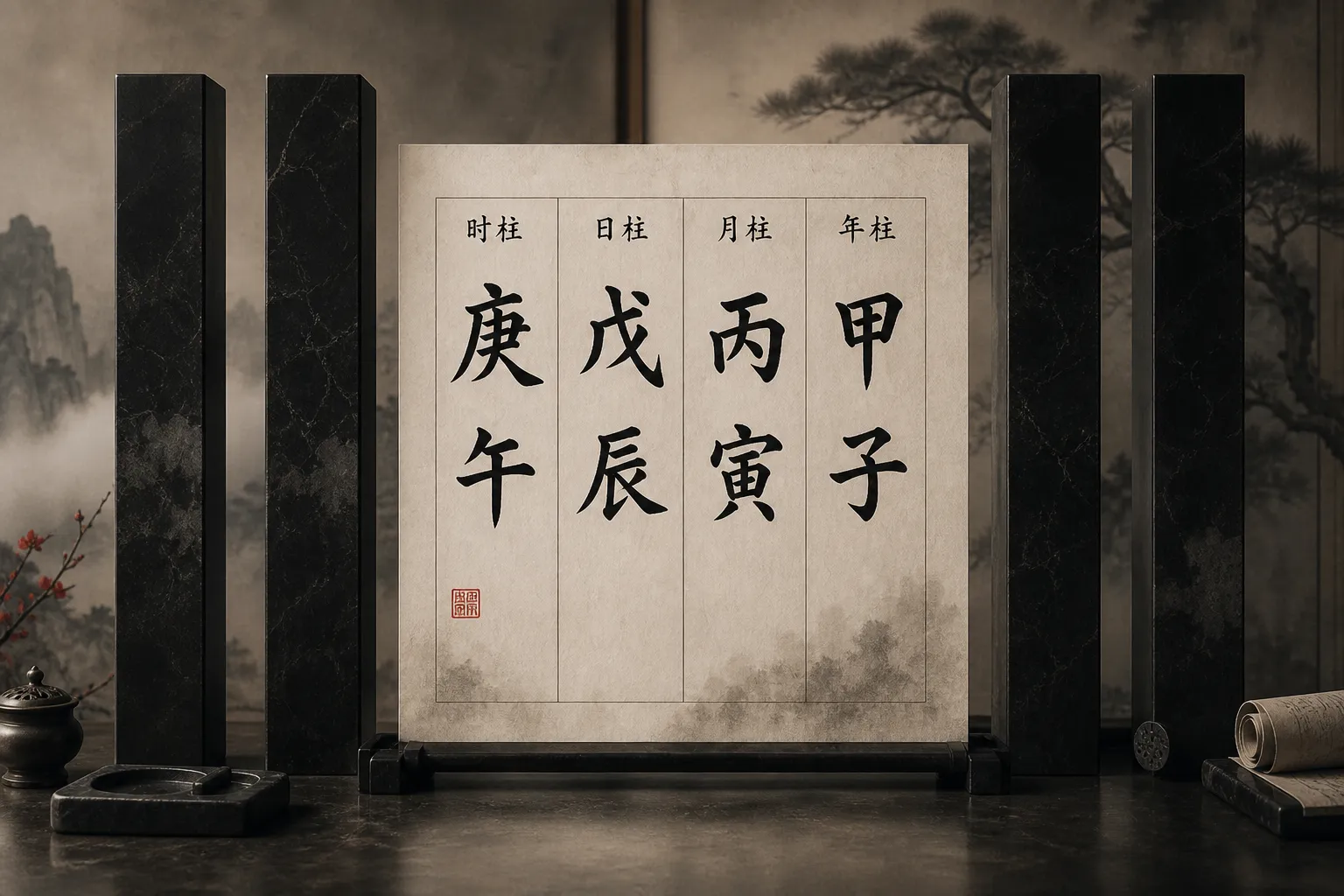 八字排盤墨繪